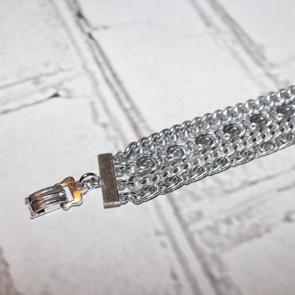 Beautiful vintage mulit-chain Germany Luxor Bracelet 7.5" Silver - Picture 4 of 5